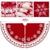 48-inch Rustic Red Christmas Tree Skirt with White Snowflakes and Reindeers - 3 of 4
