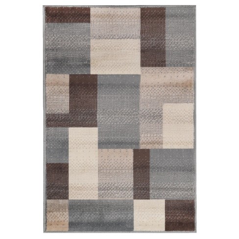 Blue Nile Mills Modern Stripe Abstract Indoor Area Rug, 5' x 8', Taupe, Gray