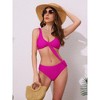 INSPIRE CHIC Women's Lace Up Decoration Push Up Bikini Sets, Wide Strap Top Triangle Bottom Swimwear Bathing Suits 1 Set - 4 of 4