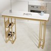 LOVMOR 55.1" Modern Straight Bar Table with Shelves in White & Gold - 2 of 4