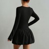 Women's Fit Cute Mini Dress with Puffed Hem Long Sleeve Bodycon Party Dress - 4 of 4