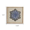 HomeRoots 12" X 13" Dark Blue Flower Wood and Metal Wall Decor - 3 of 4