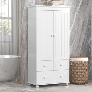 Tall Clothing Storage With Three Drawers, Armoires & Wardrobe Closets With Adjustable Shelf, 62Inch Hight Wardrobe-Cuddlewood - 1 of 4