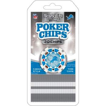 MasterPieces Casino Style 20 Piece 11.5 Gram Poker Chip Set NFL Detroit Lions Silver Edition