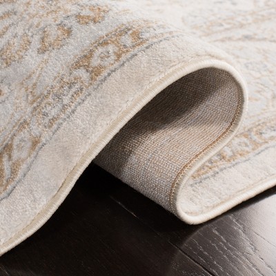Isabella Cream Beige Hand-Knotted Square Synthetic Rug 4'x4'