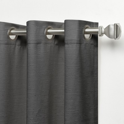 Gunmetal Gray Cotton Blend Light Filtering Grommet Curtain Panels, 52" x 108"