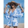 Women's Tropical Leaf Front Button Romper - Cupshe - 3 of 4