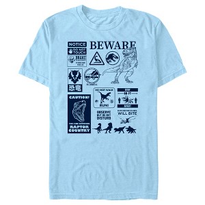 Men's Jurassic World: Dominion Beware Dinosaur Message Collage T-Shirt - 1 of 4