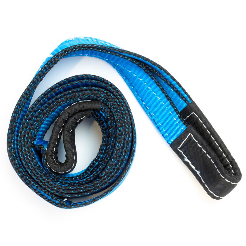 Driver Recovery 3" x 8' Tow Strap - Recovery Winch Tree Saver - Extreme Heavy Duty Nylon 30,000 Pound (15-Ton) Pulling Capacity - Blue, 2 of 5