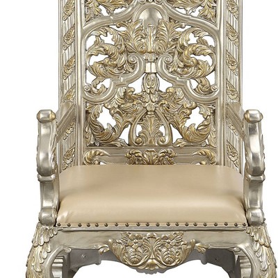 Danae Champagne and Gold Faux Leather Upholstered Arm Chair