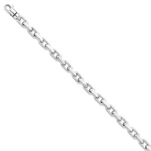 Black Bow Jewelry 6.2mm 14k White Gold Polished Fancy Cable Chain Bracelet - 1 of 4