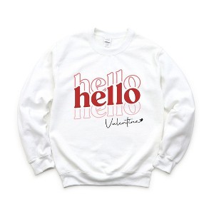 Simply Sage Market Women's Graphic Sweatshirt Hello Valentine Stacked - 1 of 4
