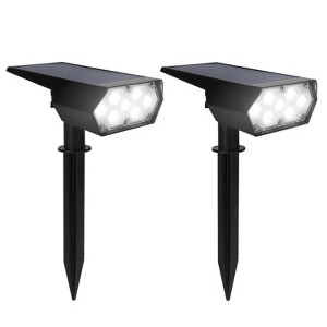 Techko Maid 2pk Outdoor Solar Spotlight with Wall Mount and Ground Stake Matte Black - 1 of 4