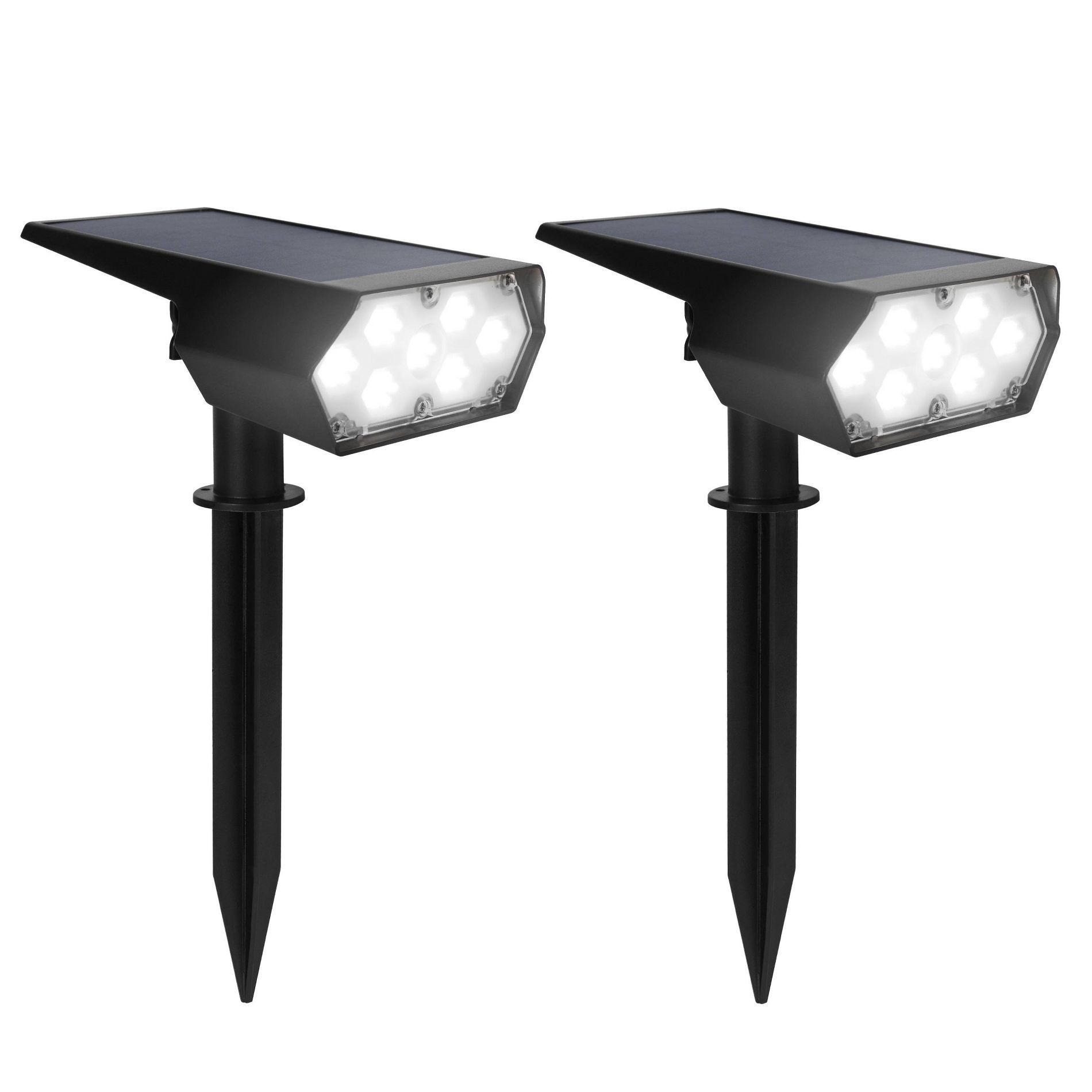 Techko Maid 2pk Outdoor Solar Spotlight with Wall Mount and Ground Stake Matte Black