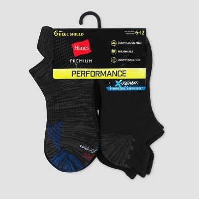Hanes Premium Men's Performance Heel Shield Socks 6pk - 6-12 : Target