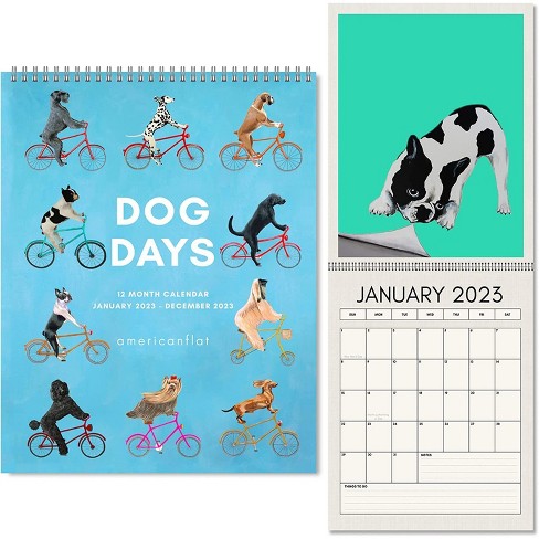 Americanflat 12 Month 2023 Calendar - Dog Days Art Prints Design - Monthly  Format Large Wall Calendar - Hanging Wall Planner 10x26 Inches When Open :  Target