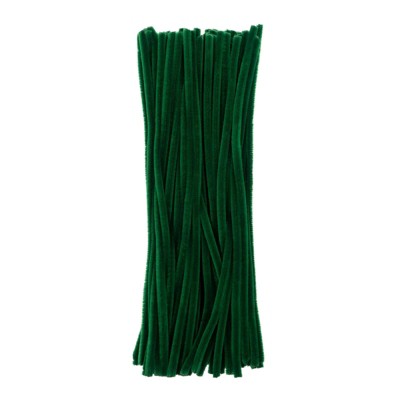 John Bead Fluffy Pipe Cleaners Chenille Stems for Art School Craft Supplies, 12in x 6mm Dark Green 100 Pieces