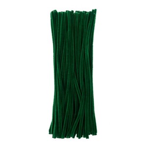 John Bead Fluffy Pipe Cleaners Chenille Stems for Art School Craft Supplies, 12in x 6mm Dark Green 100 Pieces - 1 of 3