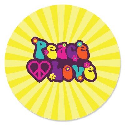 Big Dot of Happiness 60's Hippie - 1960s Groovy Party Circle Sticker Labels - 24 Count