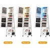 LED Mirror Jewelry Armoire, 360° Swivel, Vertical Jewelry Organizer with Lockable Lockers, Drawers, Mobility Wheels, Foldable Makeup Shelf - 4 of 4