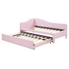 TIRAMISUBEST Twin Size Upholstered L-Shaped Upholstered Daybed with Pop Up Trundle, Extendable Daybed Frame Sofa Bed with Slats Support - 3 of 4