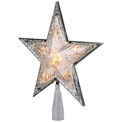 Clear Crystal Star Christmas Tree Topper with Metal Accents