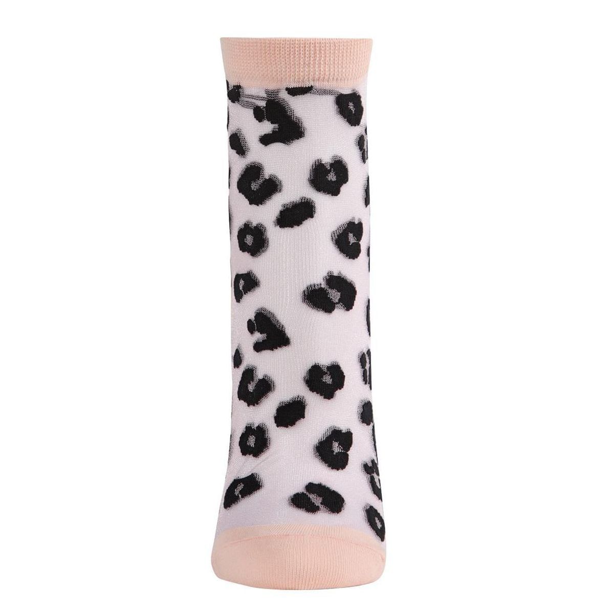 Memoi Women's Leopard Mono Fine Net Semi-Sheer Anklet Sock - thumbnail 2