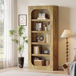Tribesigns 5-Tier Tall Bookshelf, 70.8"Farmhouse Wooden Bookcase with Storage,  for Living Room, Home Office, Bedroom, Brown - 1 of 4