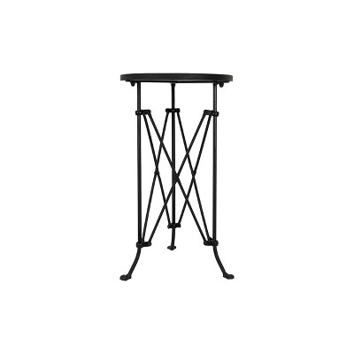 Storied Home Round Metal Side Accent Table with Claw Feet Black: Antique Drum Style, Bedside Use, Nesting Feature