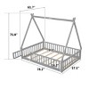 Fontoi Beds, Full Size Bed with Guardrails and Slats, Wood Bed with Fence and Door for Girls and Boys, Gray, 61.7"*71.8"*78.2" - 4 of 4