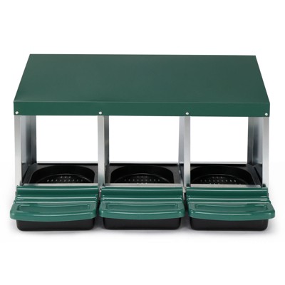 BENCMATE Pet Crates and Houses 3 Houses Dual Chamber Poultry Nesting Box for Hens and Ducks, Secure Egg Laying Sanctuary, Green, 33.86"*14.96"*6.89"