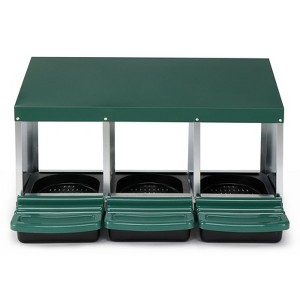 BENCMATE Pet Crates and Houses 3 Houses Dual Chamber Poultry Nesting Box for Hens and Ducks, Secure Egg Laying Sanctuary, Green, 33.86"*14.96"*6.89" - 1 of 4