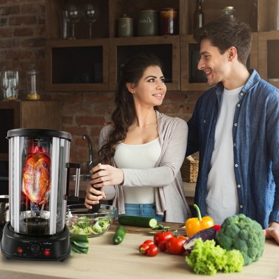 NutriChef Black Vertical Rotisserie Oven with Skewer Grill Rack