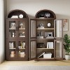 Arched Bookcase with Doors Tall Bookshelf Display Storage Shelves 71.4in Deep Wooden Cabinet Farmhouse Bookcases - 2 of 4