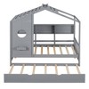 Whisen Wooden Twin Size House Bed & Modern Playhouse Design for Kids With Trundle, Storage Shelf - 3 of 4