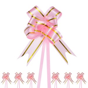 Unique Bargains Plastic Gold Edge PP Plastic Glossy Appearance Gift Wrap Satin Pull Bows 200 Count - 1 of 4