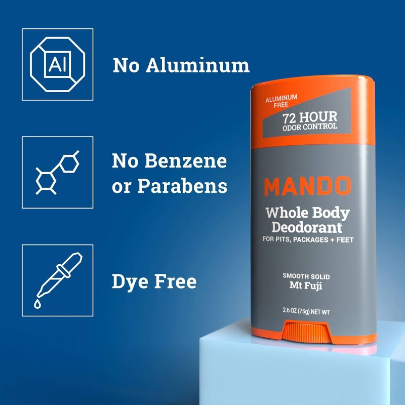 Mando Whole Body Deodorant - Men&#8217;s Aluminum-Free Smooth Solid Stick Deodorant - Mt Fuji - 2.6oz, 5 of 12