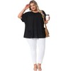 Agnes Orinda Women's Plus Size Crew Neck Short Sleeve with Pockets Summer Casual Blouses - 3 of 4