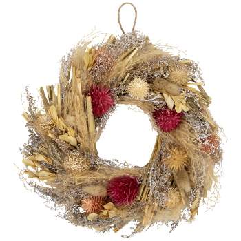 Northlight Pampas Grass and Dried Floral Spring Wreath - 11"
