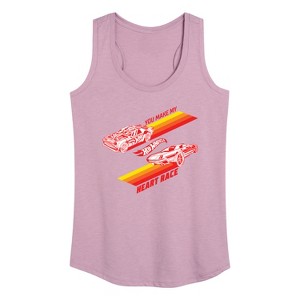 Women's - Hot Wheels - Valentine's You Make My Heart Race Graphic Racerback Tank - 1 of 4