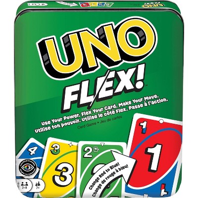 Mattel Games UNO Flex Card Game for Family Night Where Cards Change Color When Flexed in Collectible Tin Box