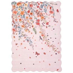 Washable Floral Living Room Rugs, Modern Farmhouse Butterflies Print Botanical Carpet for Bedroom, Soft Non Slip Floor Cover for Girls Nursery Room - 1 of 4