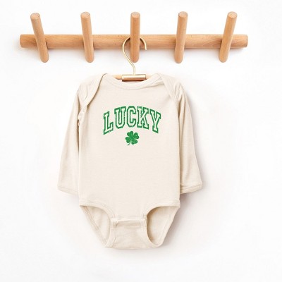 The Juniper Shop Lucky Clover Distressed Baby Long Sleeve Bodysuit