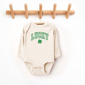 The Juniper Shop Lucky Clover Distressed Baby Long Sleeve Bodysuit - 1 of 3