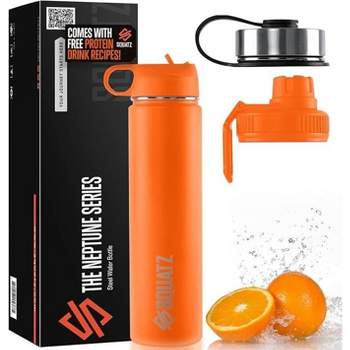 SQUATZ 24 Oz Neptune Series Steel Water Bottle, Stainless Double Wall Vacuum Insulated Flask with Handle Strap