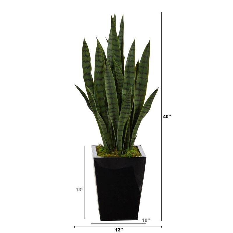 Nearly Natural 40-in Sansevieria Artificial Plant in Black Metal Planter, 2 of 5