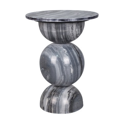 JONATHAN Y Aura 19" Modern Natural Marble Handmade Stacked Round Pedestal End Table