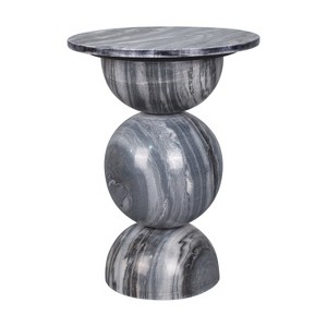 JONATHAN Y Aura 19" Modern Natural Marble Handmade Stacked Round Pedestal End Table - 1 of 4