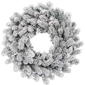 King Of Christmas 24" Artificial Flocked Christmas Wreath, King Flock Xmas Wreaths for Front Door