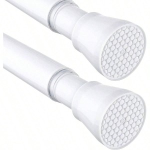 2 Pack White Tension Curtain Rod 28 to 48 Inch Adjustable Expandable Pressure Spring No Drilling Bedroom Doorway Closet Door - 1 of 4